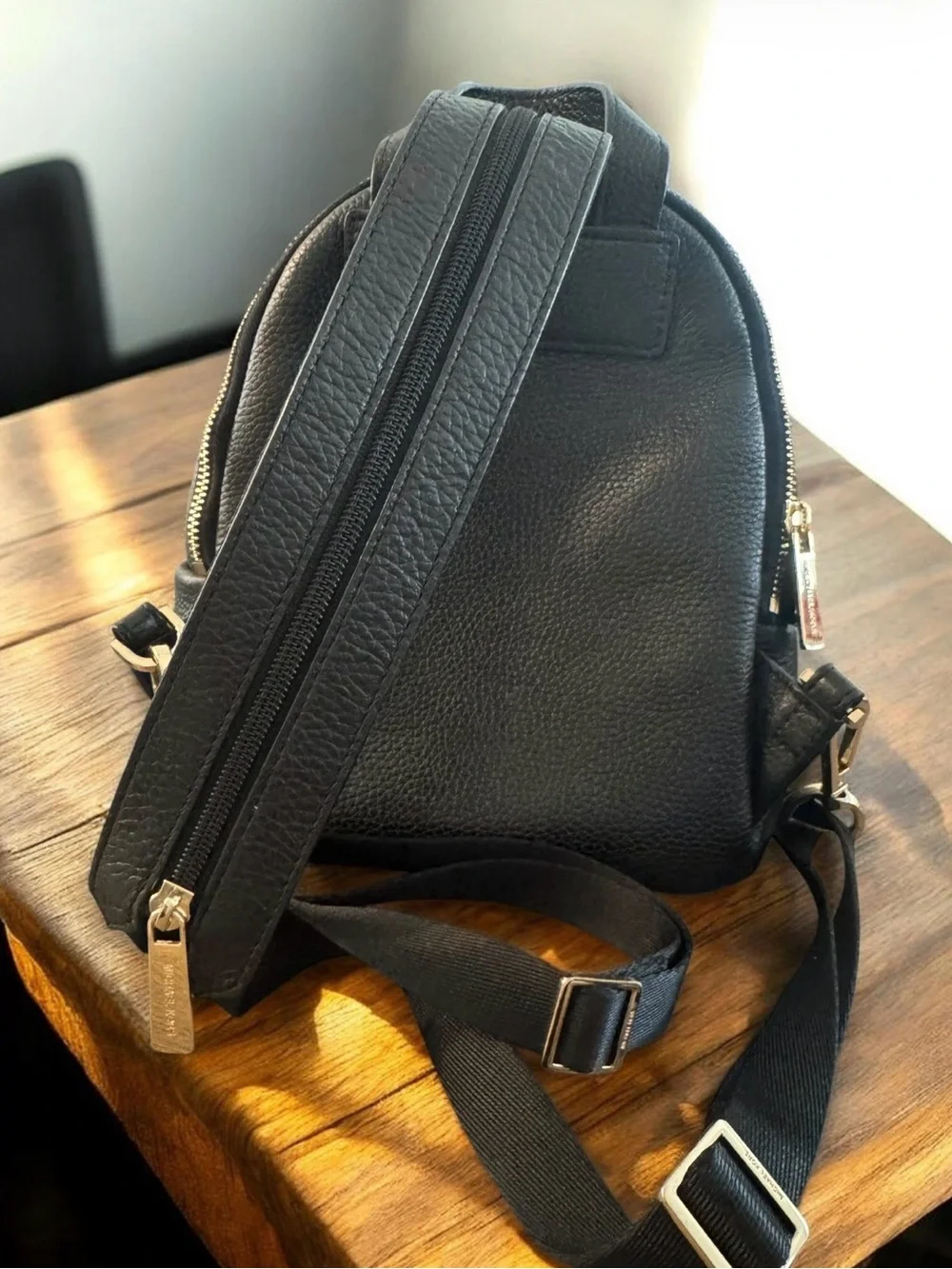 MK Michael Kors Erin Mini Convertible Black Pebbled Leather Backpack